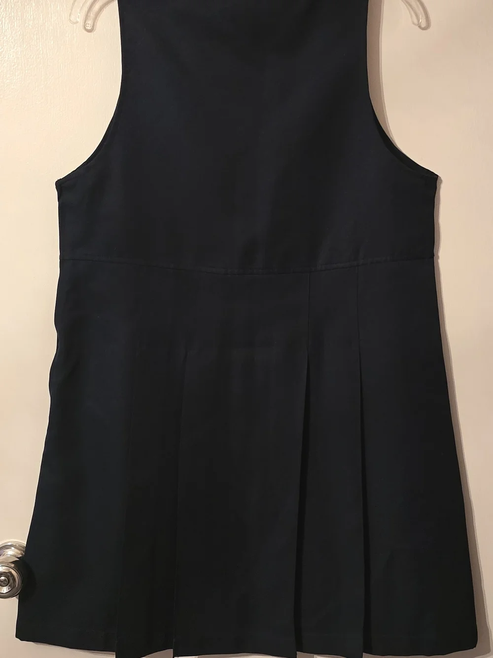 French Toast Navy V-Neck School Uniform Jumper with Side Pleats & Buckles 18.5